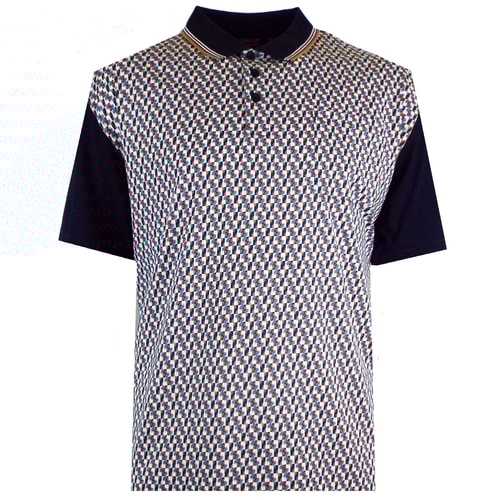 Spionage Poloshirt mit kontrastierendem geometrischem Print, Marineblau